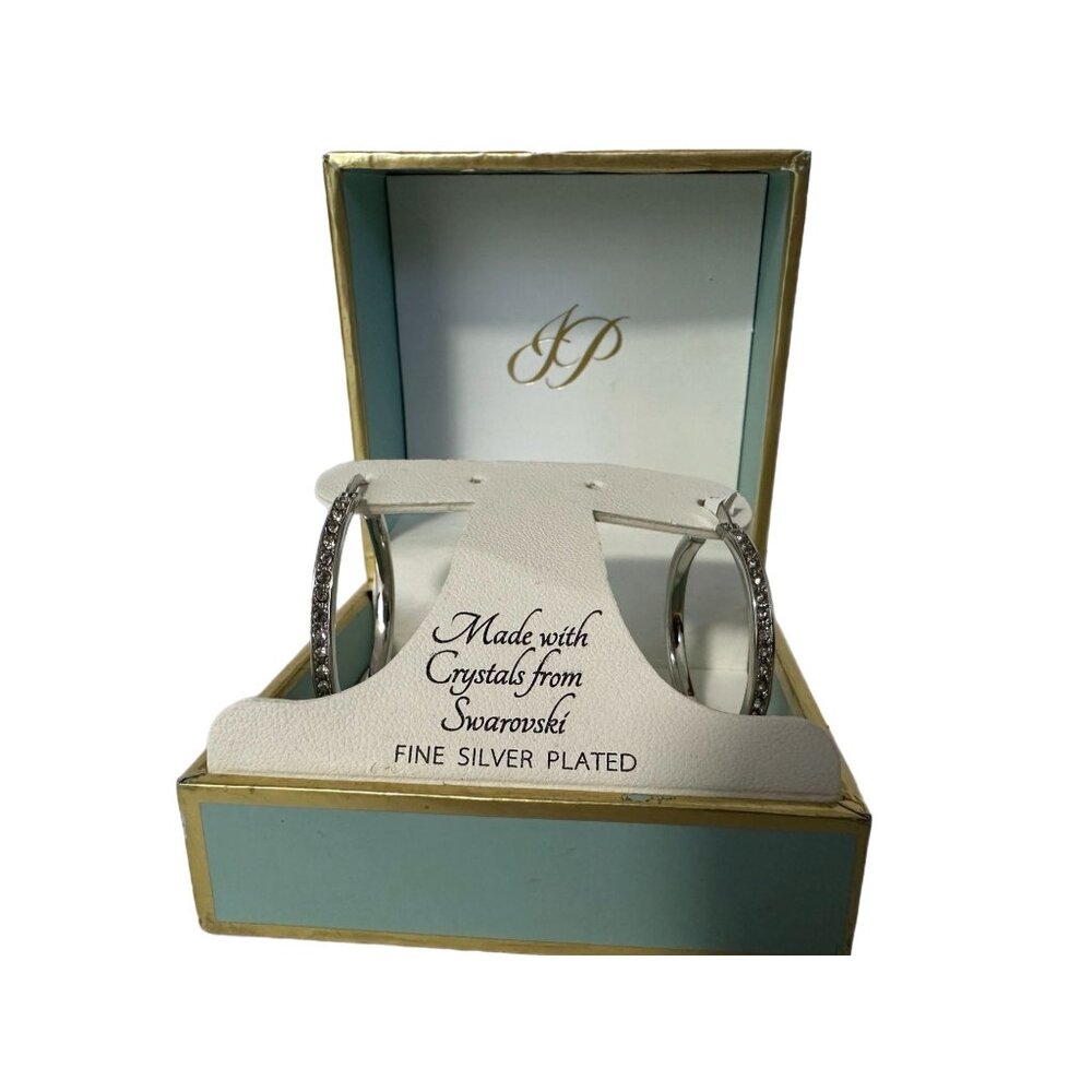 Jenni Park Silver Tone Earrings Made With Crystals From Swarovski NEW